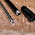 RAP4 Paintball Gun barrel with .177 BSA barrel insert and muzzle break retainer close-up